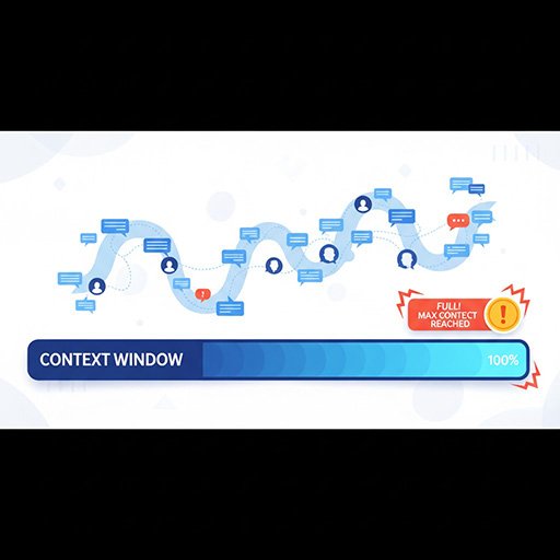 Context window progress bar filling up as chat history grows.